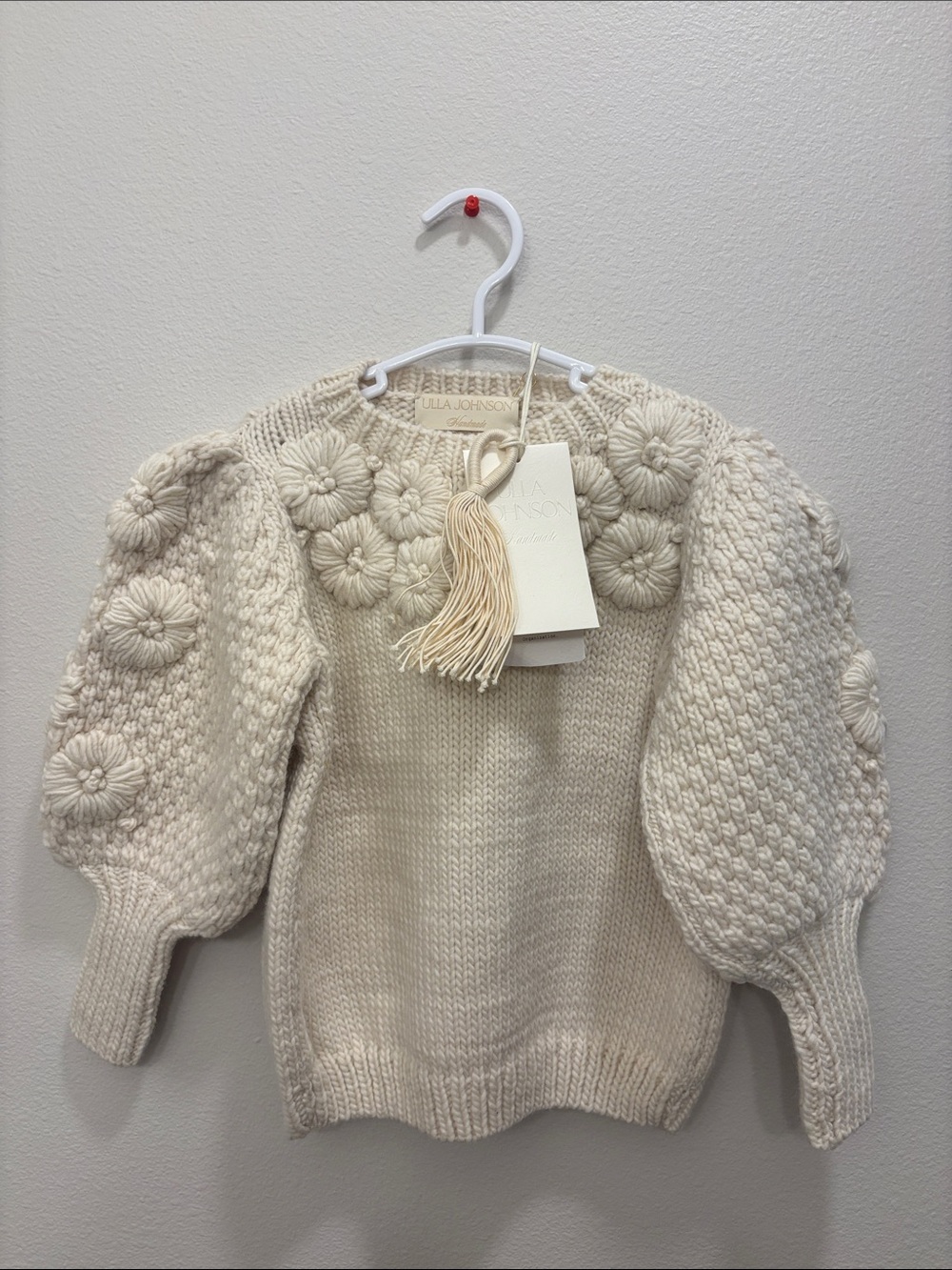 NWT Ulla Johnson Capri Merino Wool Sweater Floral Hand knit kids size 4T handmad